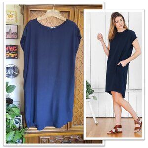 GAP Cap Sleeve Cocoon Shift Tunic Dress w/pockets - Navy Blue, Size M